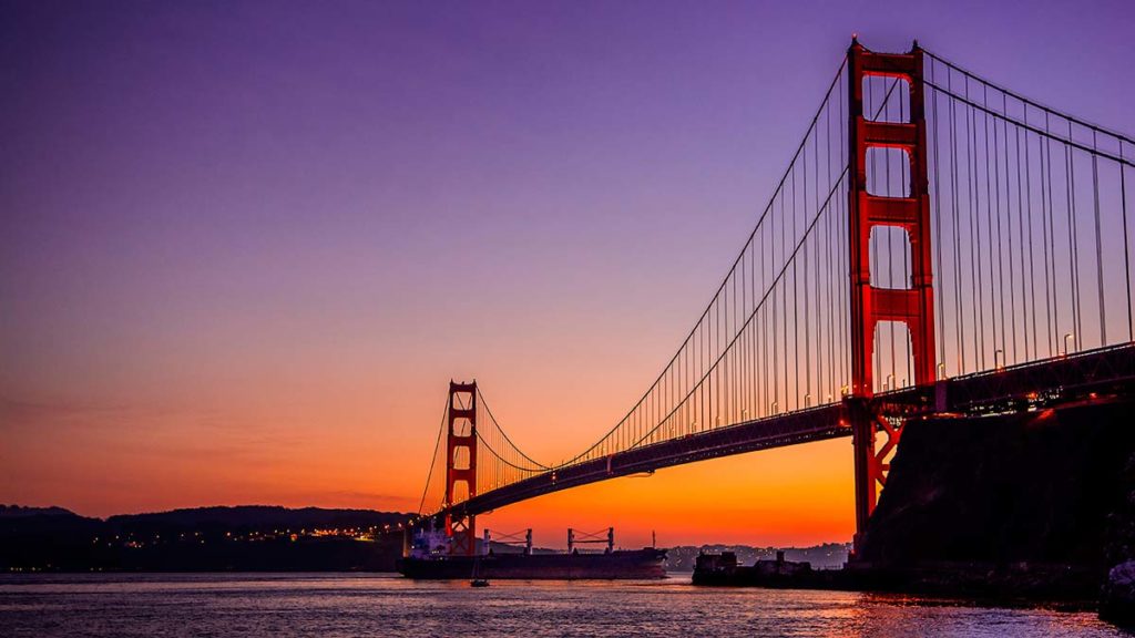 Golden Gate Bridge di San Francisco Tramonto - Viaggio su strada negli Stati Uniti