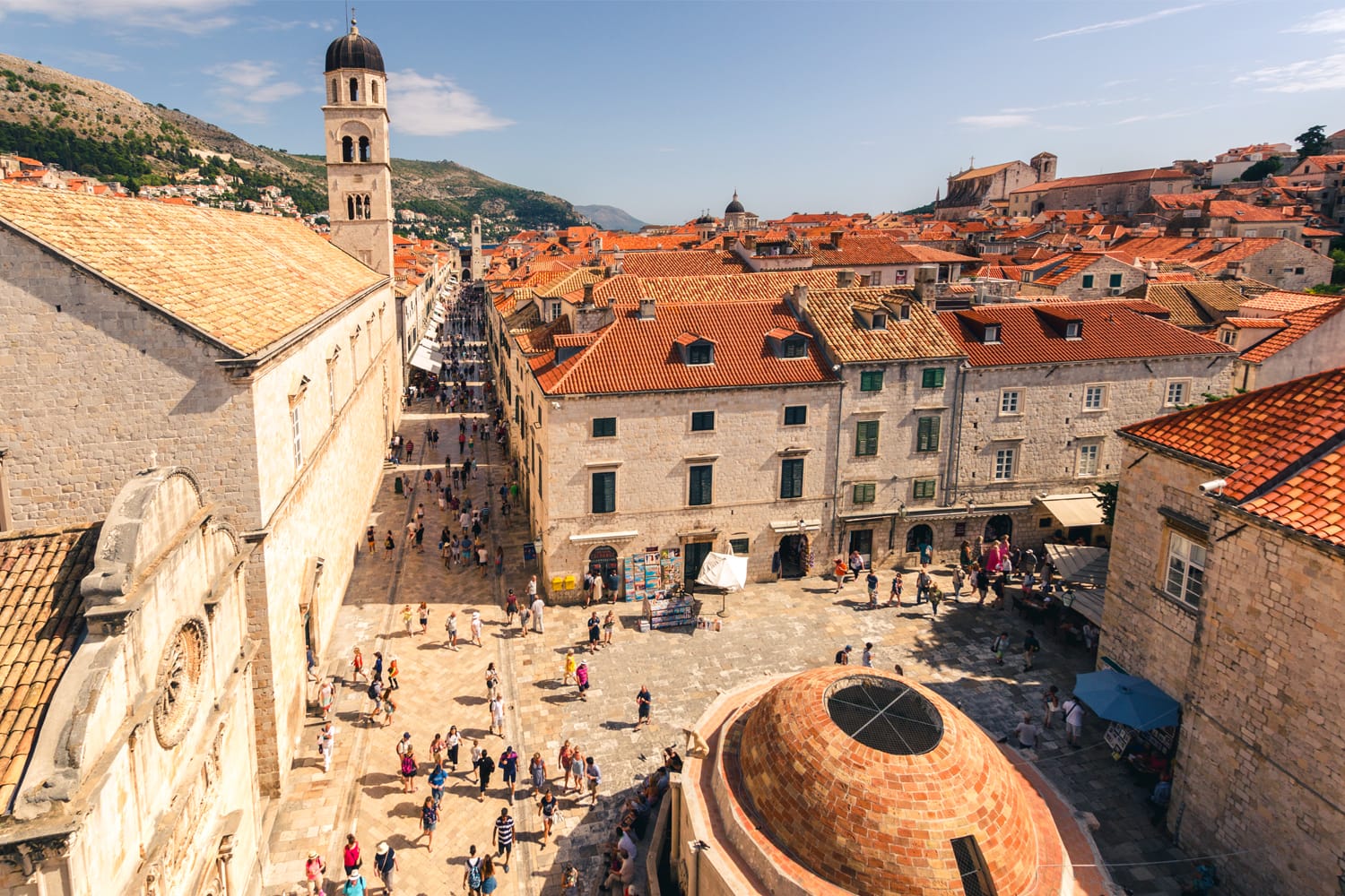Veduta aerea di Stradun Street a Dubrovnik, Croazia